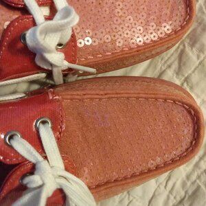 Reel Legends pink sequin boat dock shoes 8 1/2 Med